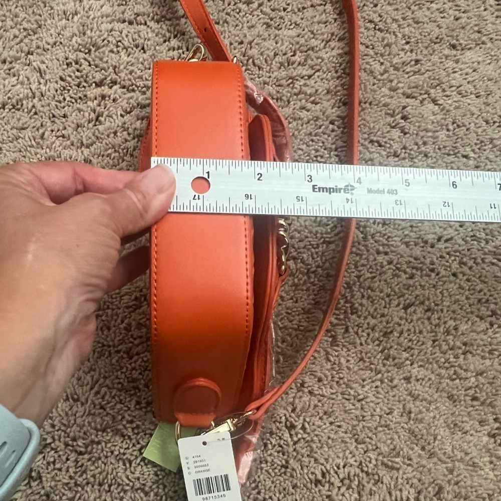 NWT new Anthropologie Delilah woven faux leather chain bag orange crossbody - Picture 14 of 17